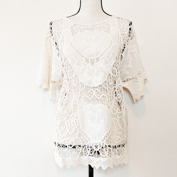 🌸🌟LAST 1🌟NWT Oddi Cotton Crochet Lace Top - Picture 3 of 6
